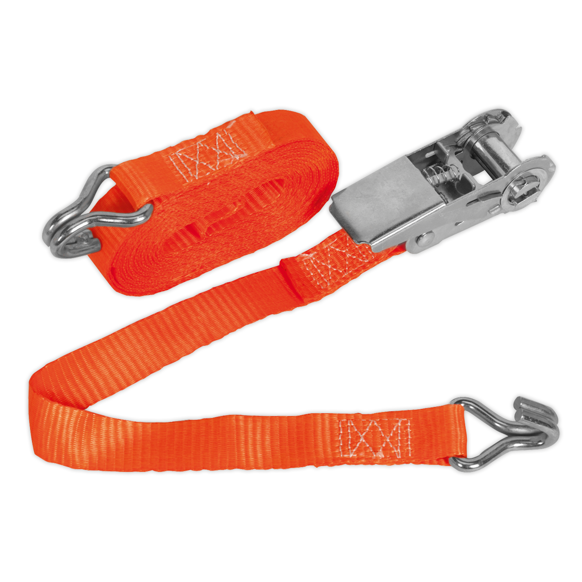 Sealey 25mm x 4.5m Polyester Webbing Ratchet Tie Down 800kg Breaking Strength TD0845J