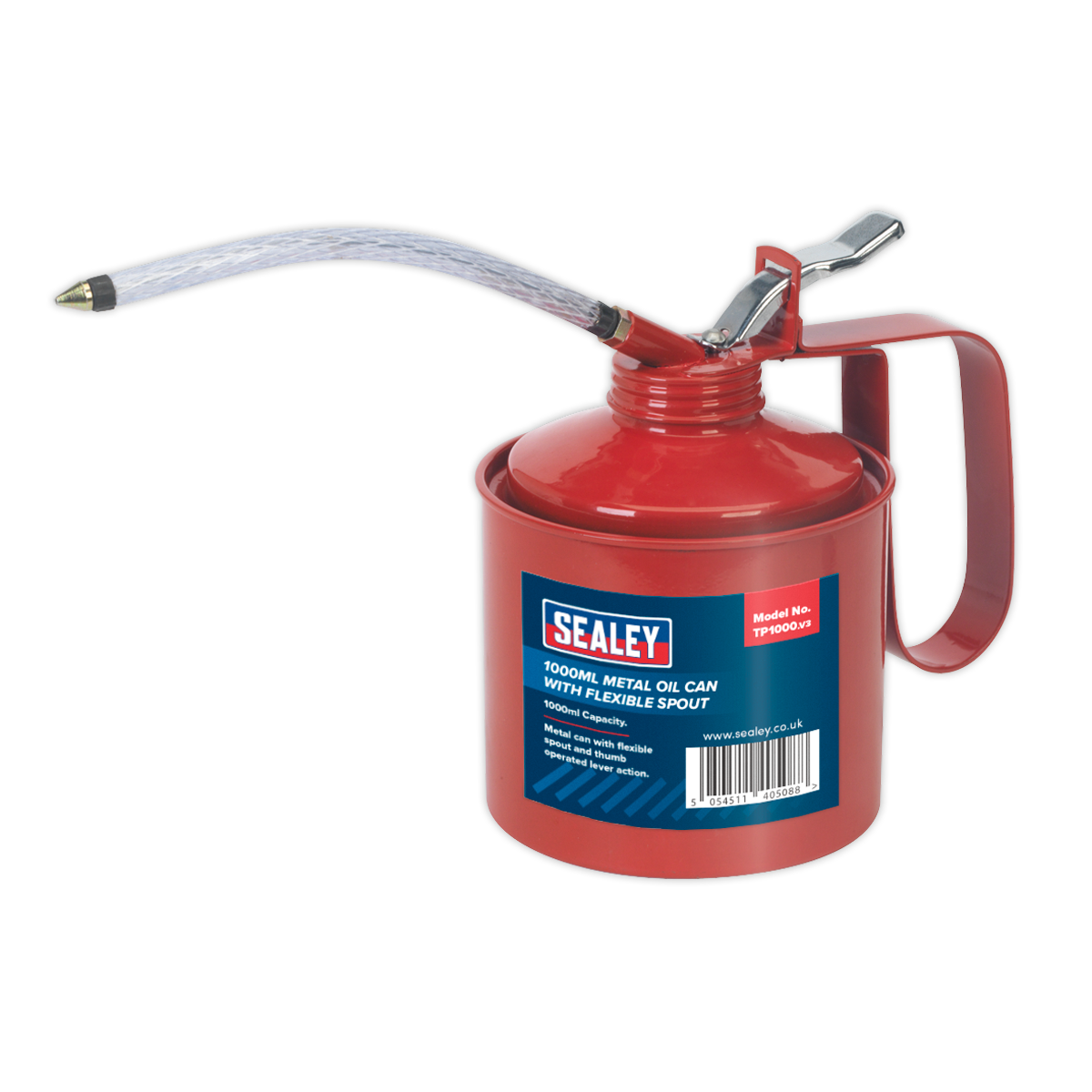 Sealey 1000ml Metal Oil Can with Flexible Spout TP1000
