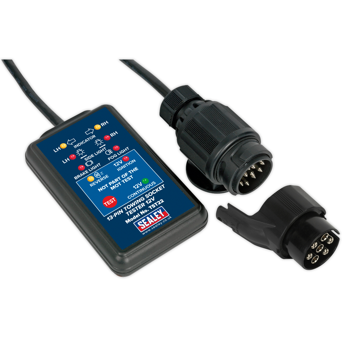 Sealey 12V 13-Pin Towing Socket Tester - DVSA Approved TST22