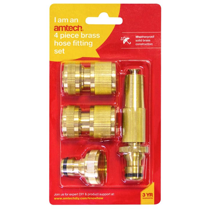 Amtech 4 Piece brass hose fitting set U2520