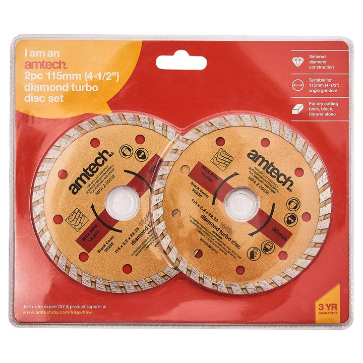 Amtech 2 Piece 115mm (4.5") diamond cutting disc V0235