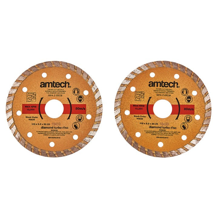 Amtech 2 Piece 115mm (4.5") diamond cutting disc V0235