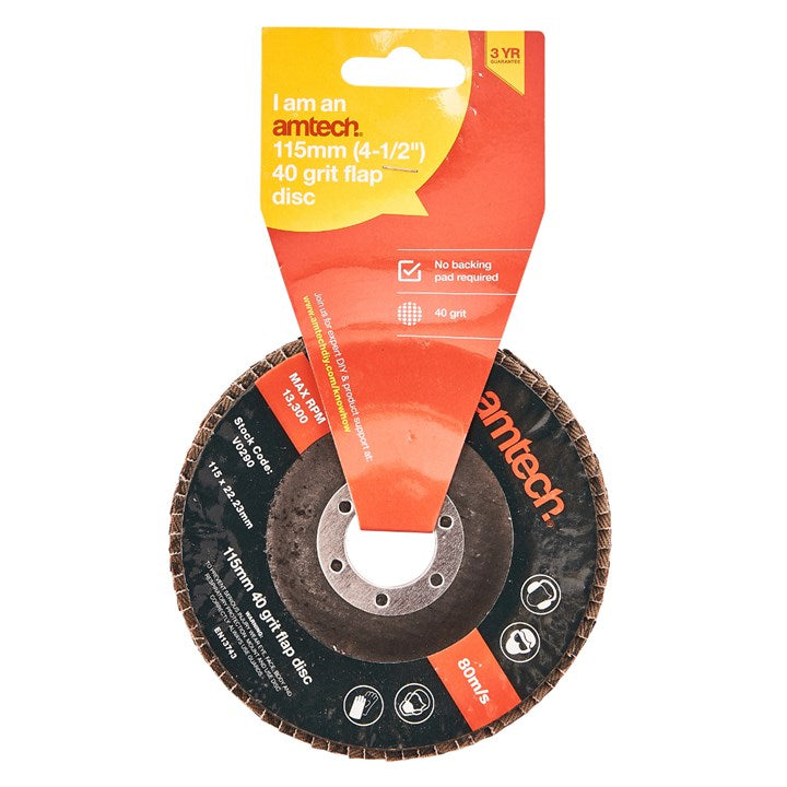 Amtech 115mm 40 grit flap disc V0290