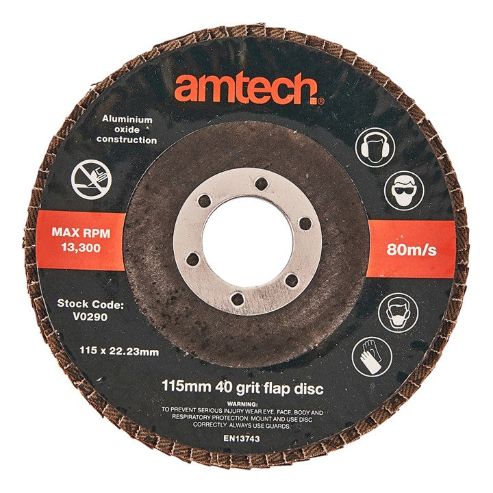 Amtech 115mm 40 grit flap disc V0290