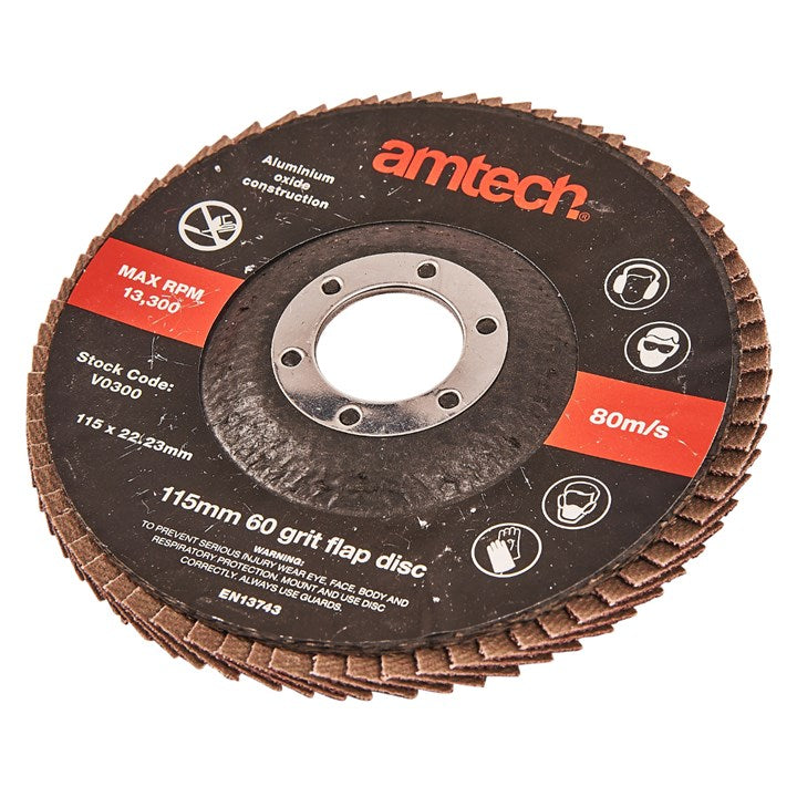 Amtech 115mm 60 grit flap disc V0300