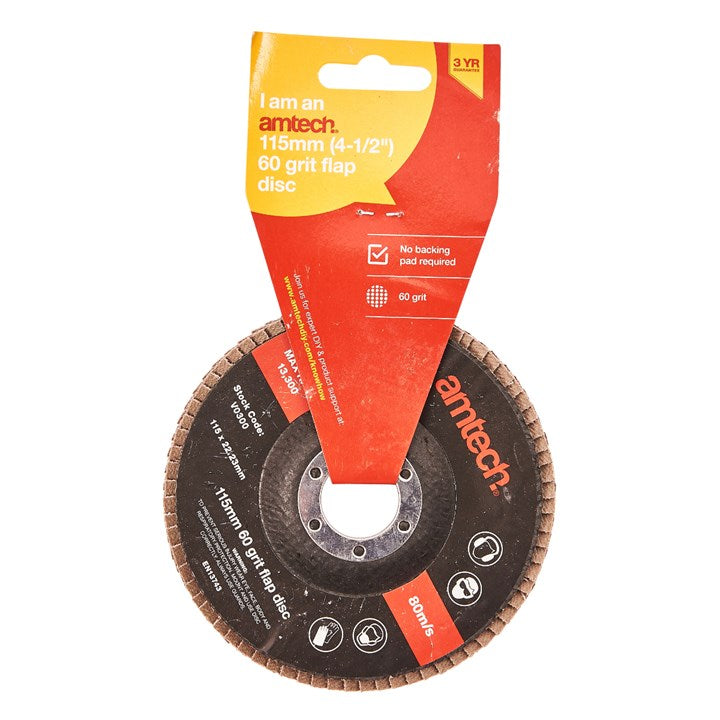 Amtech 115mm 60 grit flap disc V0300