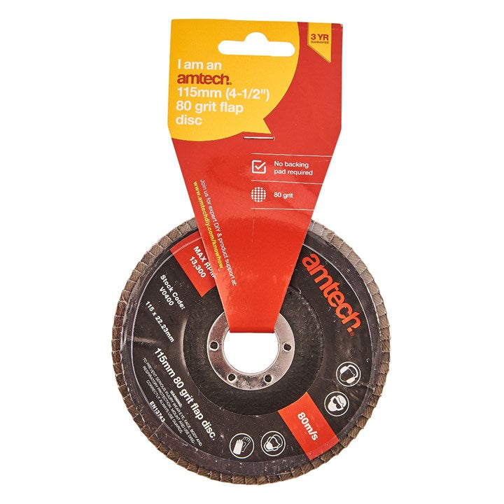 Amtech 115mm 80 grit flap disc V0400