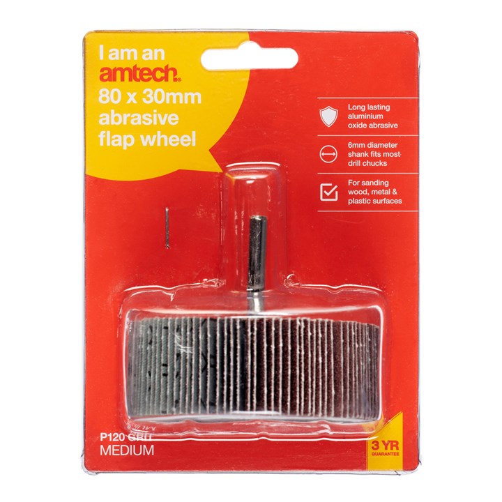 Amtech 80 x 30mm 120 grit abrasive flap wheel V0665