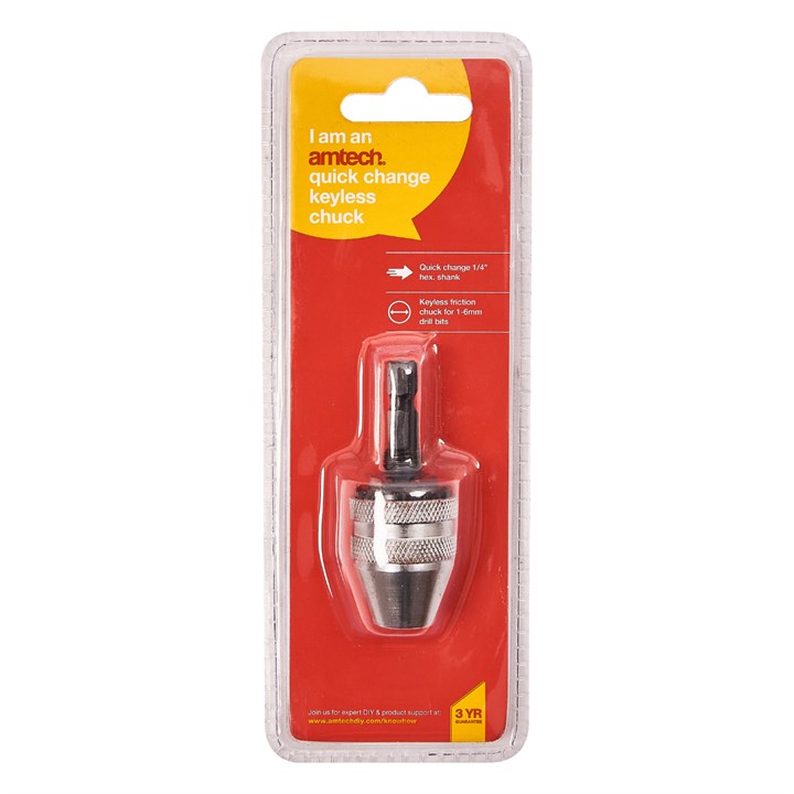 Amtech 1/4" (6.5mm) Quick change keyless chuck V1278