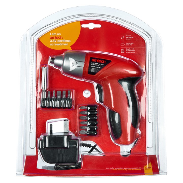 Amtech 3.6V NiMH cordless electric screwdriver kit V2565