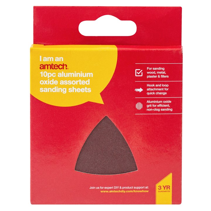 Amtech 10 Assorted aluminium oxide sanding sheets V4205
