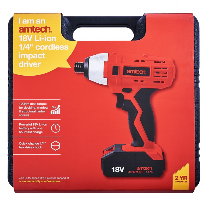 Amtech 18V Li-Ion cordless 6mm (0.25") impact driver V6520