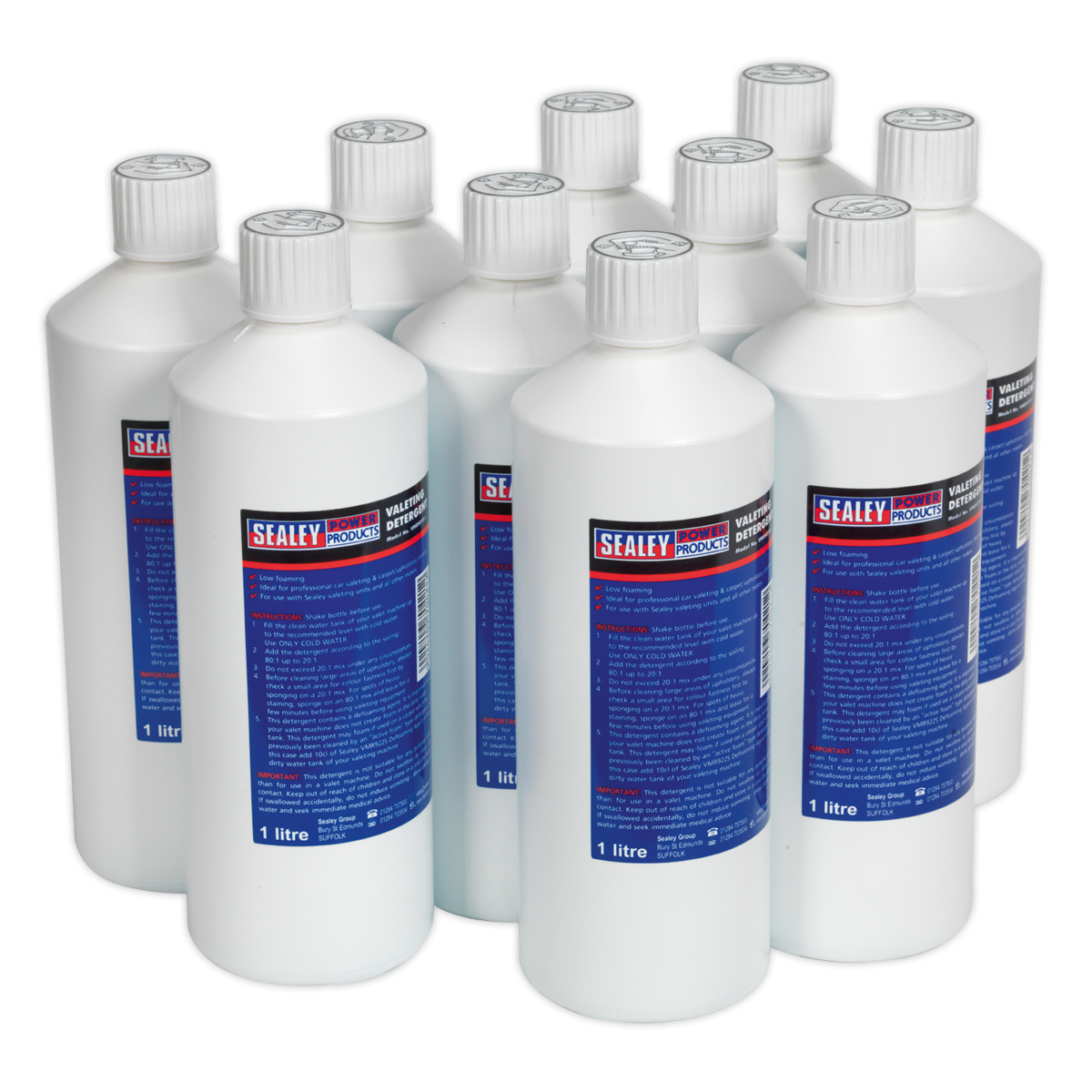 Sealey 1L Carpet/Upholstery Detergent - Pack of 10 VMR921