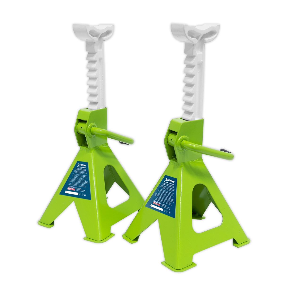 Sealey Ratchet Type Axle Stands (Pair) 2tonne Capacity per Stand - Hi-Vis Green VS2002HV