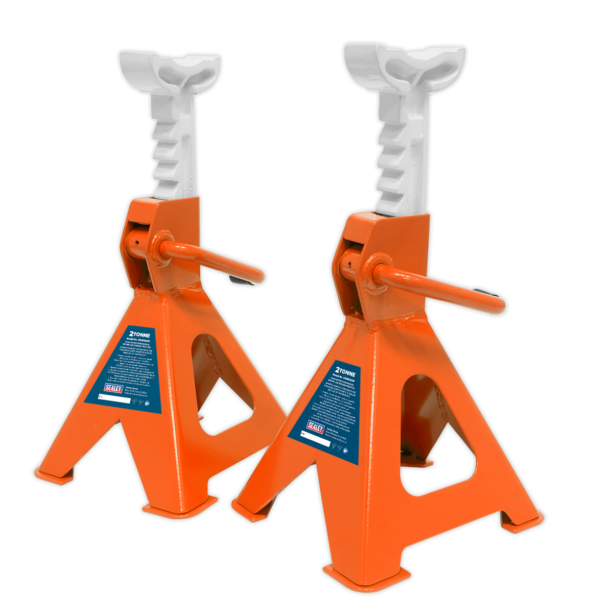 Sealey Ratchet Type Axle Stands (Pair) 2tonne Capacity per Stand - Orange VS2002OR