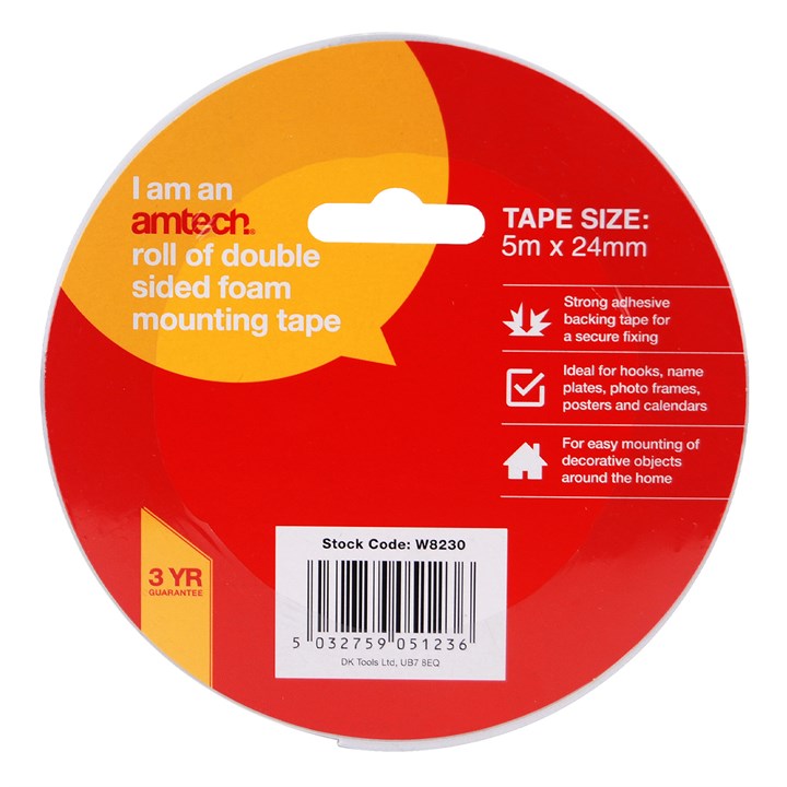 Amtech Double-sided foam mounting tape (5m x 24mm) W8230