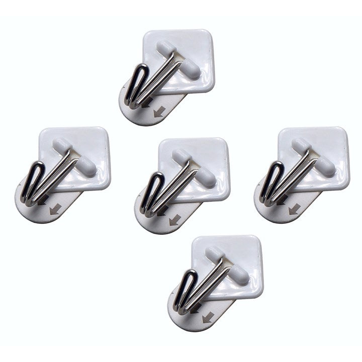 Amtech 5 Piece small, removable self-adhesive metal hook set (3.4cm x 3.4cm) W8305