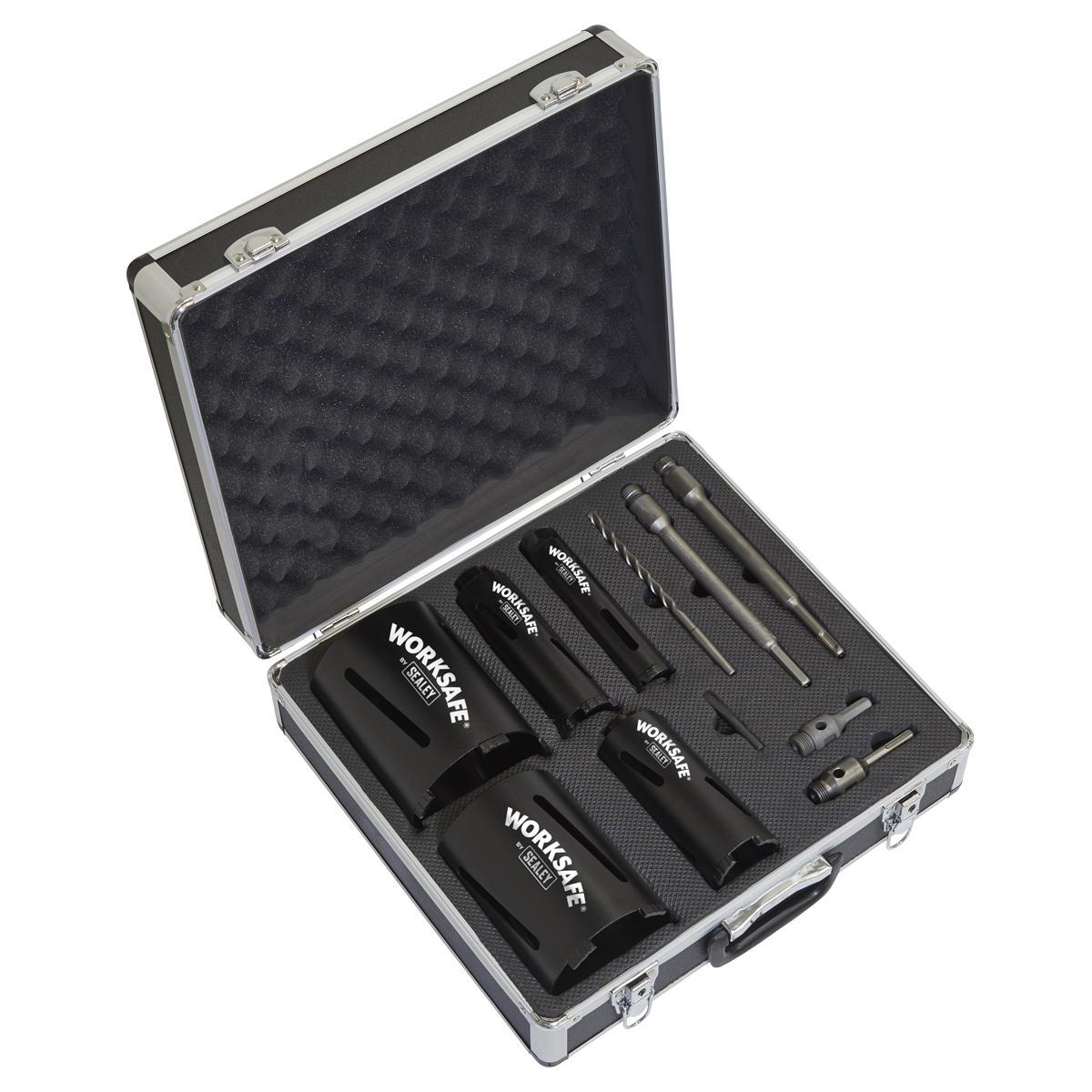 Sealey Diamond 5 Core Kit (Ø38, 52, 65, 117, 127mm Cores with Adaptors) WDCKIT5
