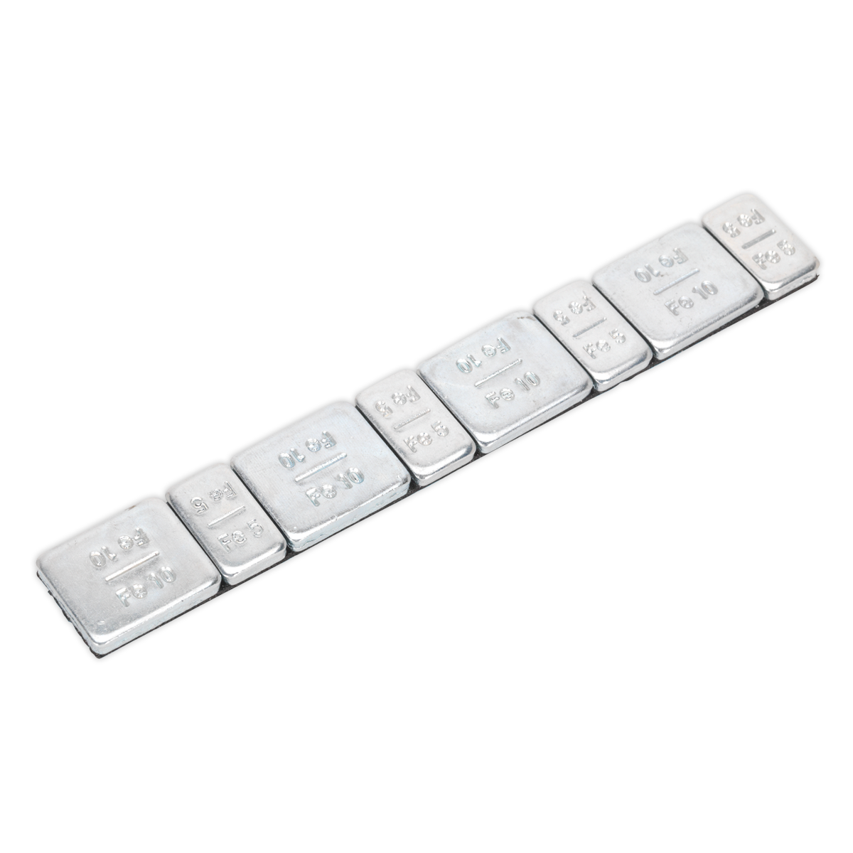 Sealey 5/10g Adhesive Wheel Weight Strip of 8 (4 x Each Weight) - Pack of 100 - Zinc Plated Steel WWSA510