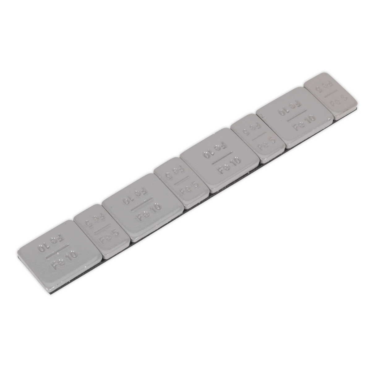 Sealey 5/10g Adhesive Wheel Weight Strip of 8 (4 x Each Weight) - Pack of 100 - Zinc Plated Steel - Plastic Coated WWSA510PC