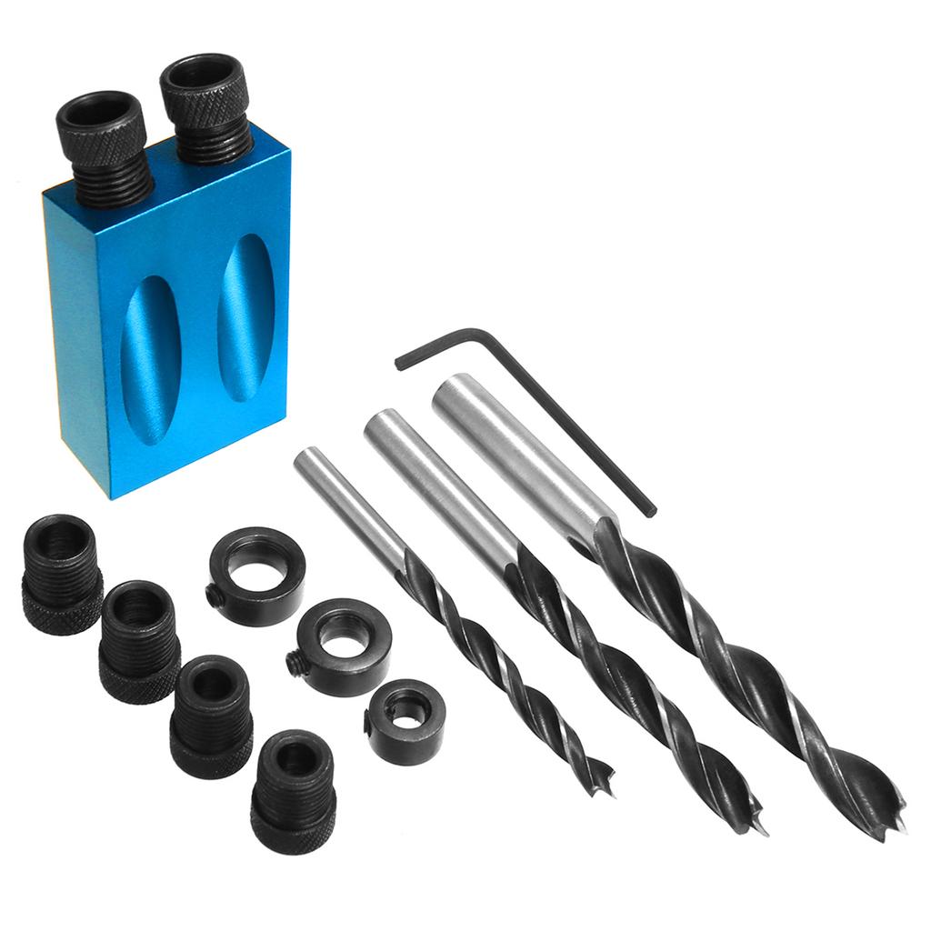 Silverline POCKET HOLE SCREW JIG with DOWEL DRILL SET Carpenter Wood Joint Tool