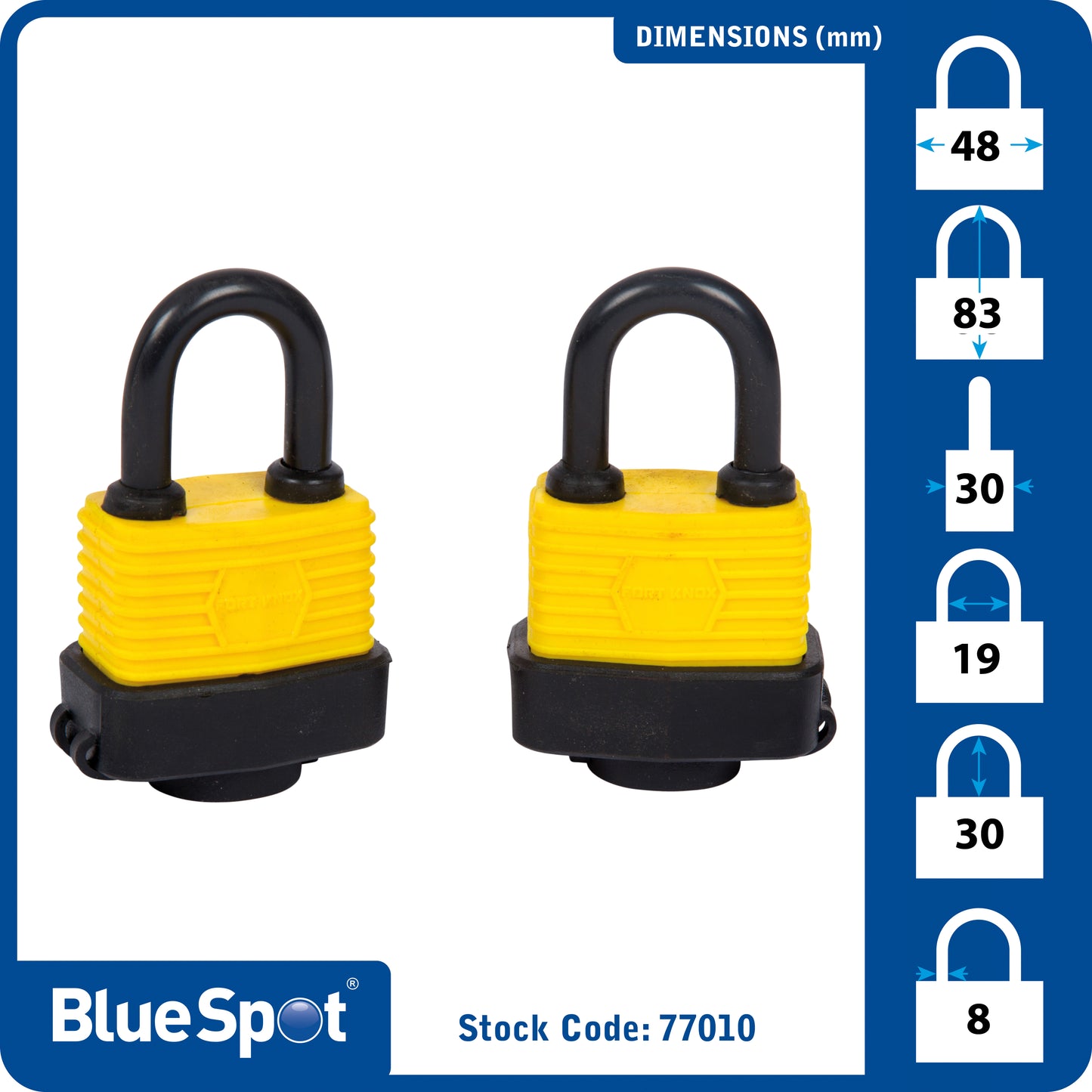 BlueSpot 2 PCE 40mm Weather Resistant Padlocks Keyed Alike 77010