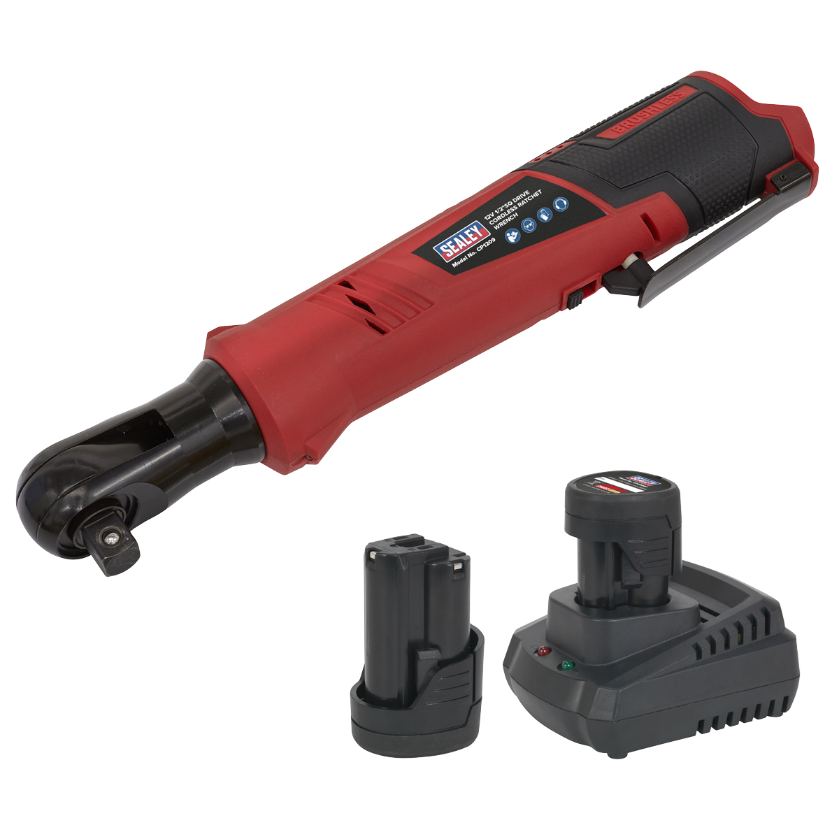 Sealey 12V SV12 Series 1/2"Sq Drive Cordless Ratchet Wrench Kit - 2 Batteries CP1209KIT