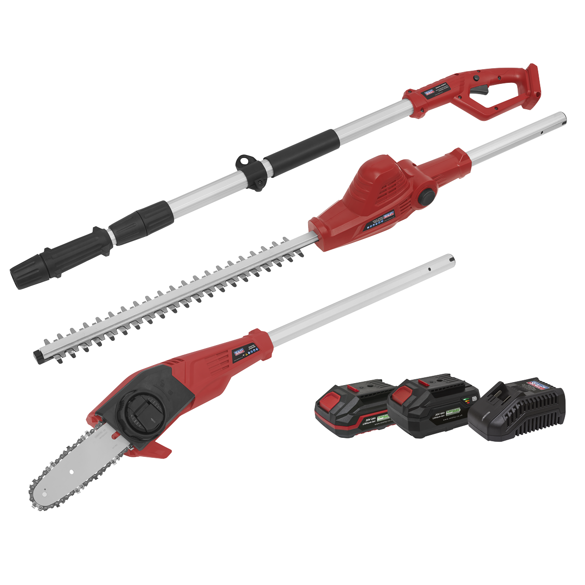 Sealey 20V Telescopic Cordless Hedge Trimmer & Chainsaw Kit - 2 Batteries CP20VTPCOMBO