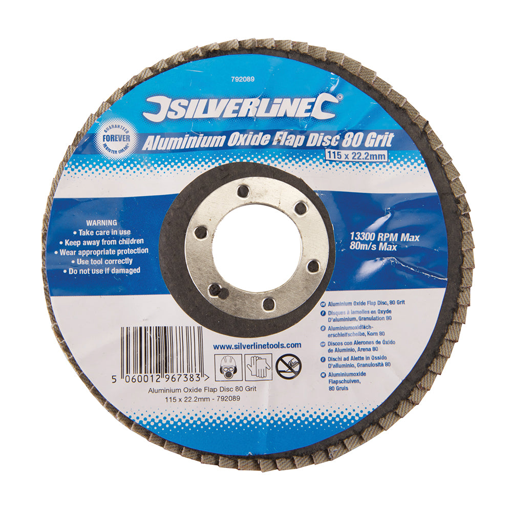 Silverline Aluminium Oxide Flap Disc 115mm 80 Grit