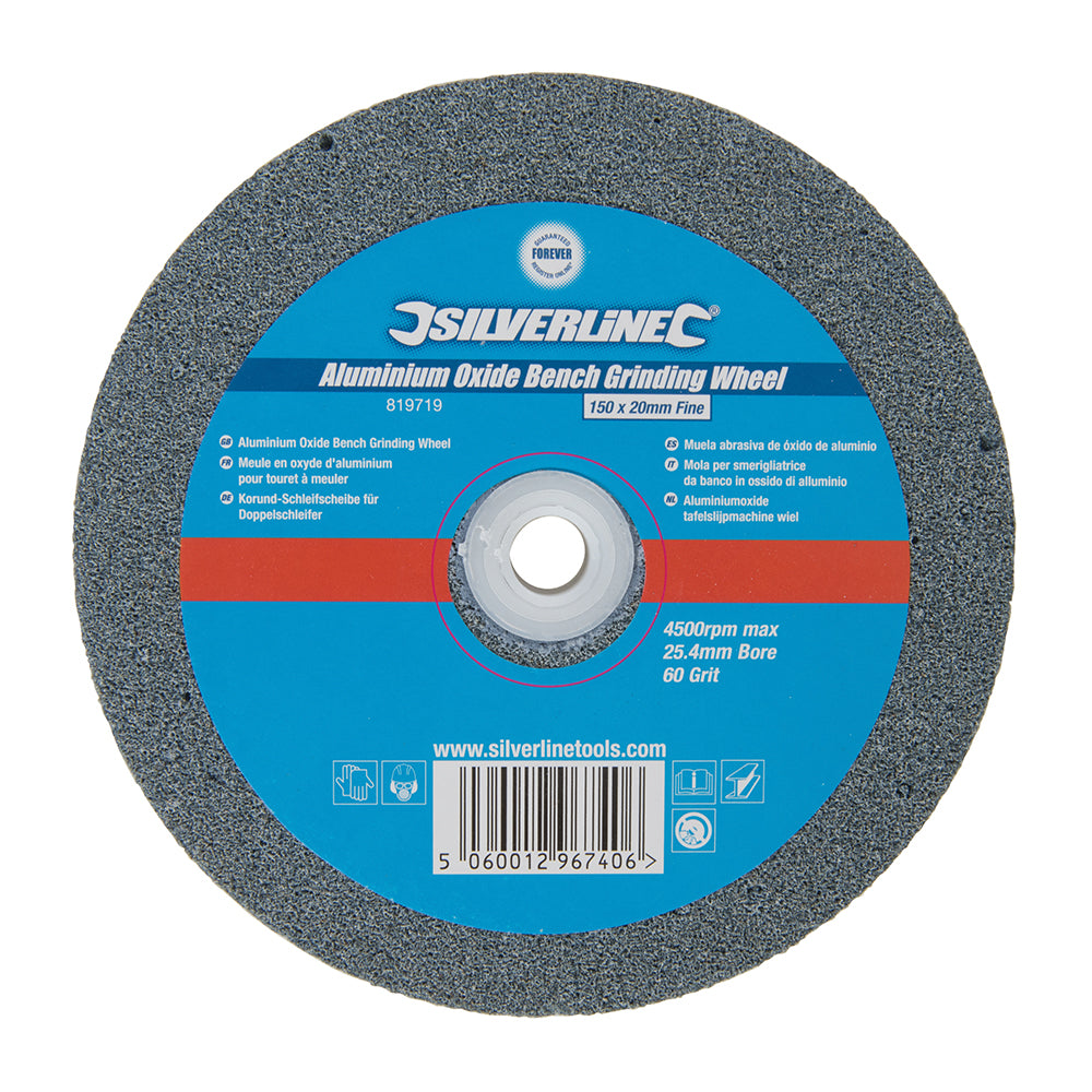 Silverline Aluminium Oxide Bench Grinding Wheel 150 x 20mm Fine