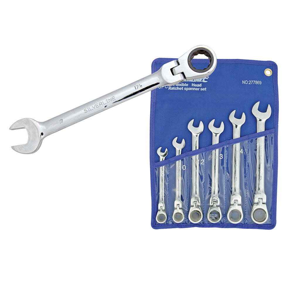 Silverline Flexible Head Ratchet Spanner Set 6pce 8 - 17mm
