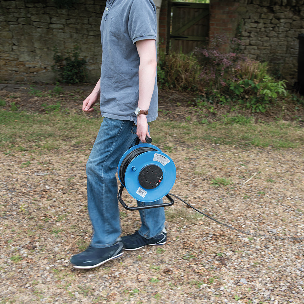 Powermaster Cable Reel Freestanding 13A 230V 4-Gang 50m