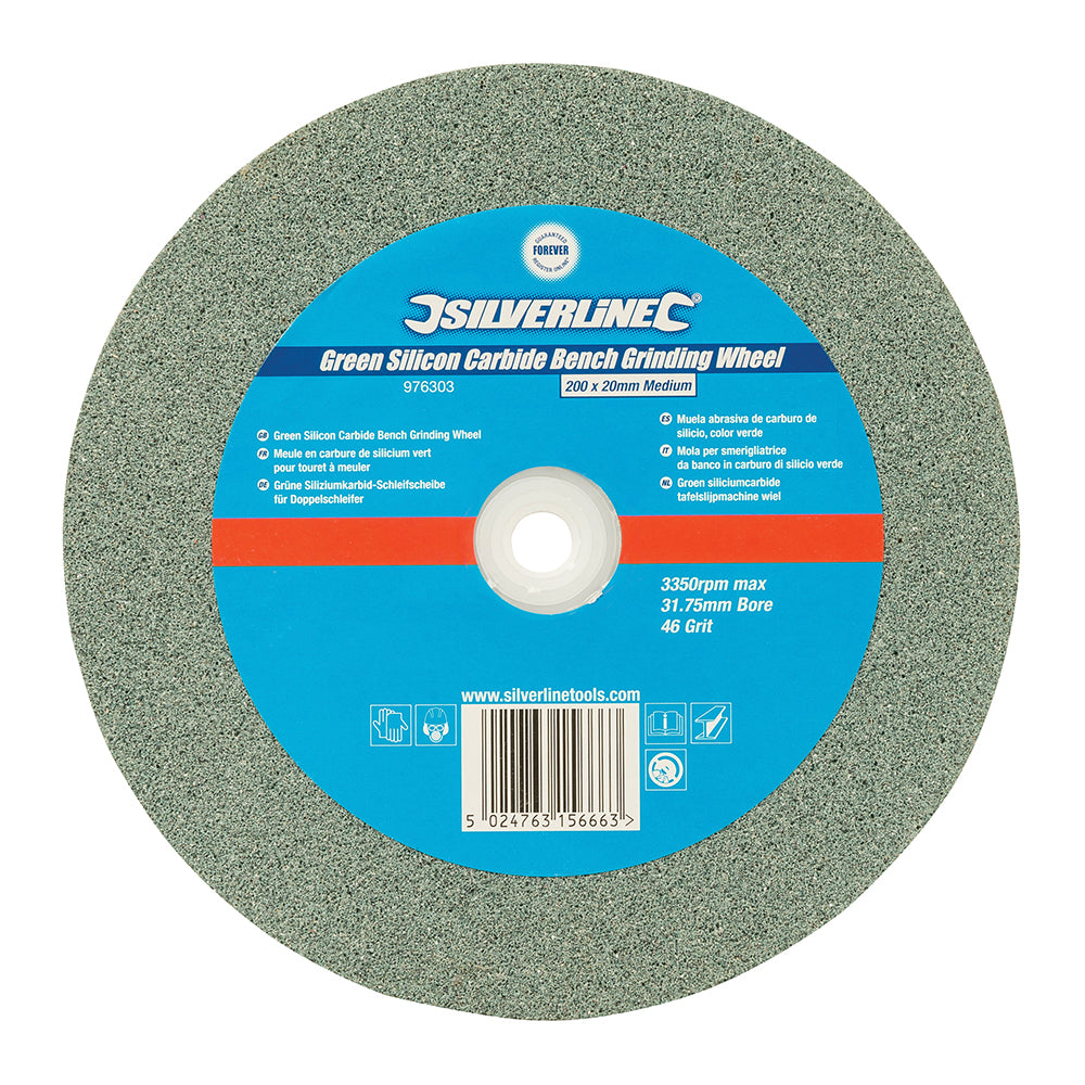 Silverline Green Silicon Carbide Bench Grinding Wheel 200 x 20mm Medium