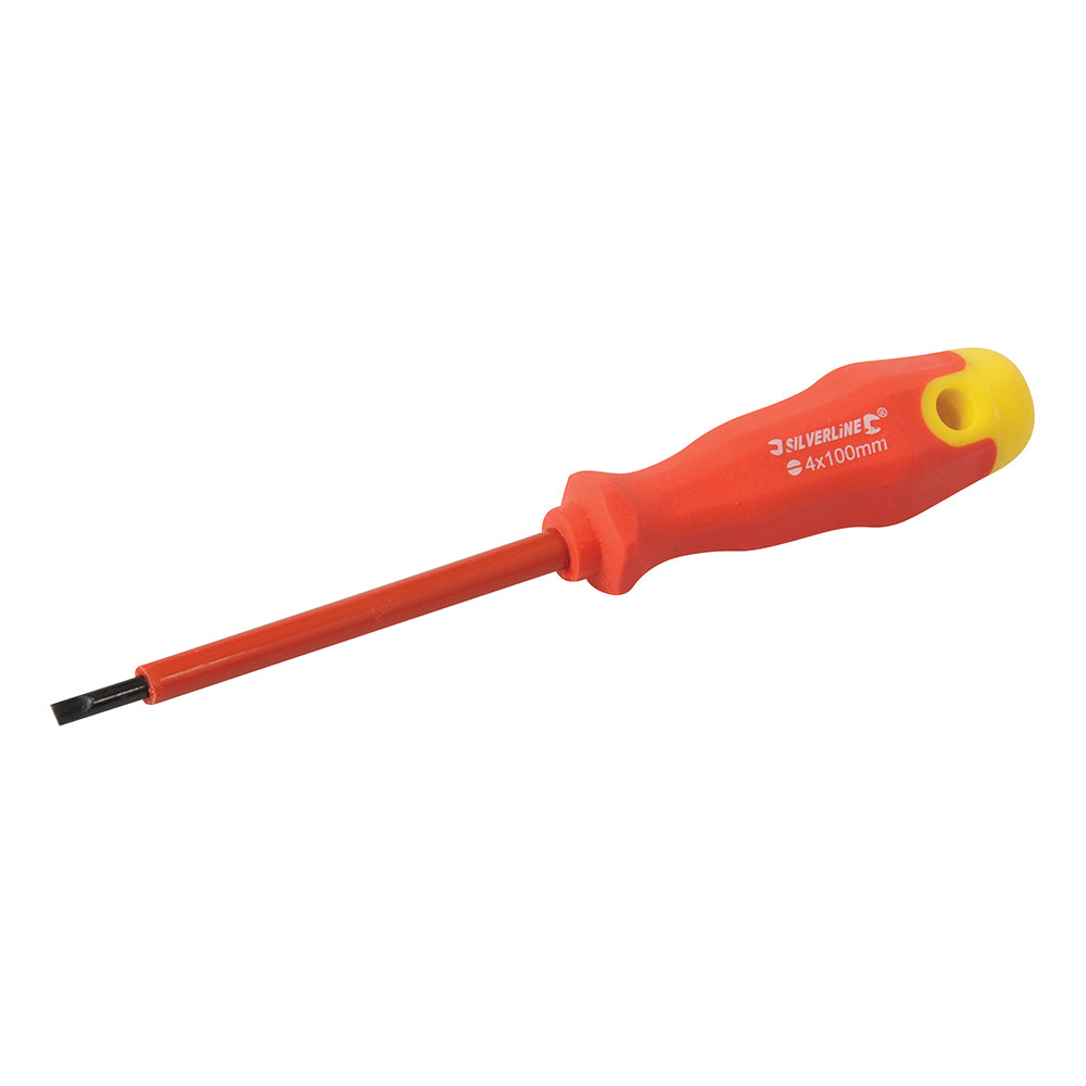Silverline Insulated Soft-Grip Screwdriver Slotted 4 x 100mm
