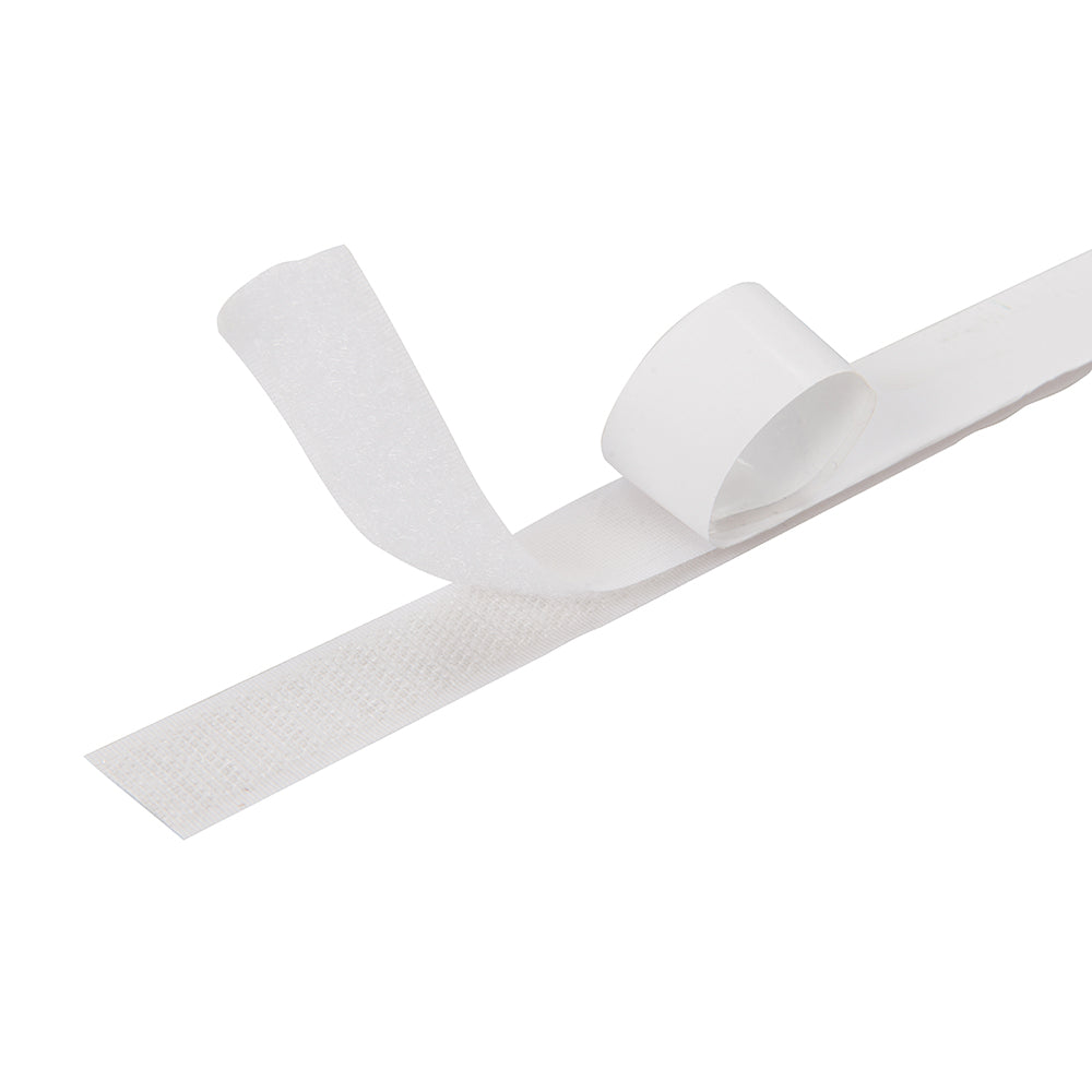 Fixman Hook & Loop Tape White Self-Adhesive 2pce 20mm x 5m