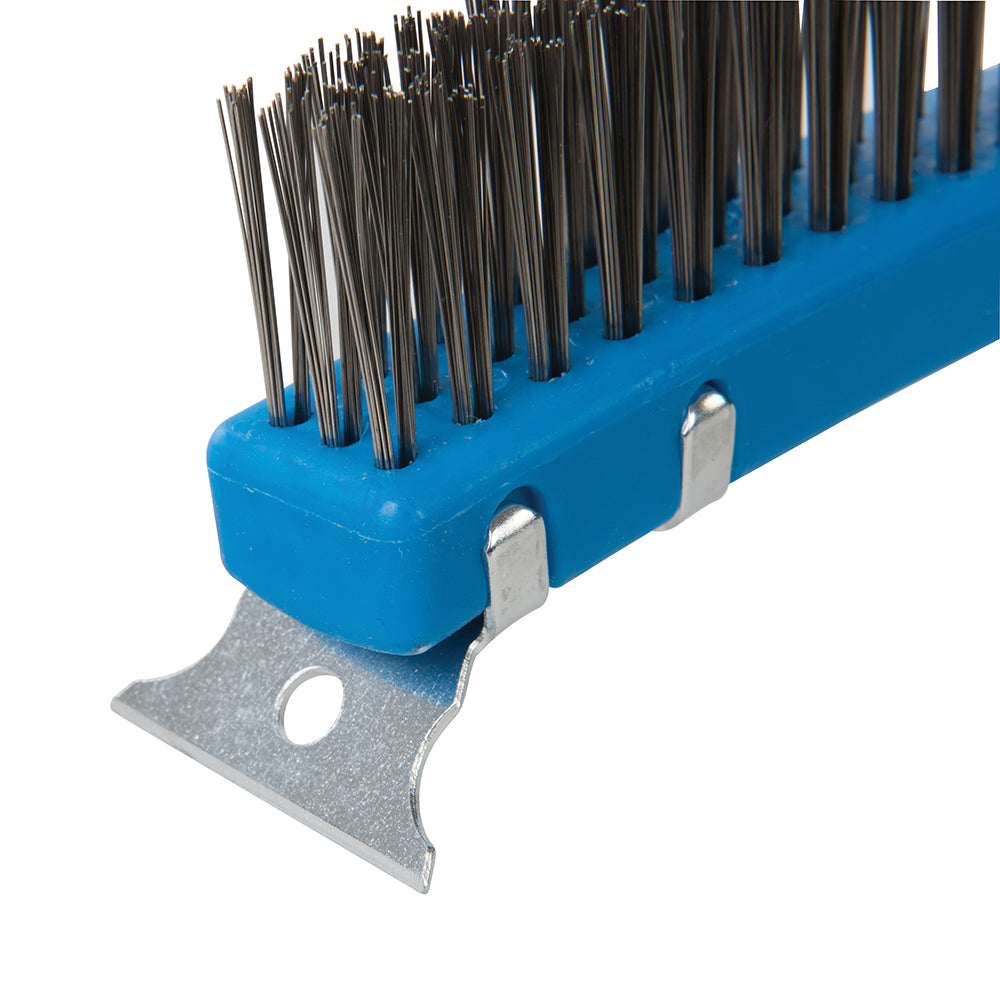Silverline Stainless Steel Wire Brush with Scraper 3 Row