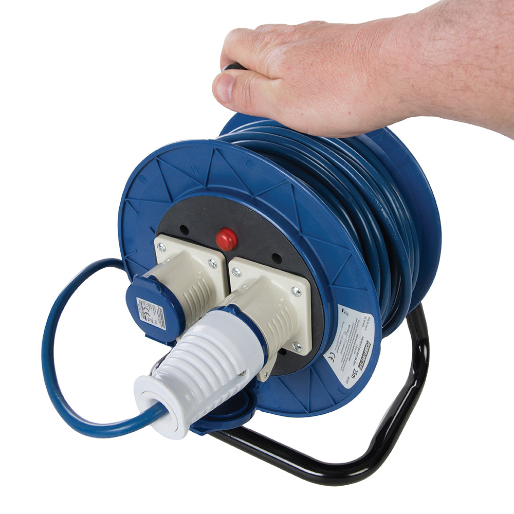 Powermaster Industrial Cable Reel Freestanding 16A 230V 2-Gang 25m