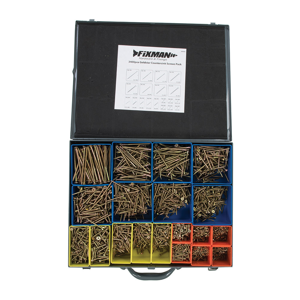 Fixman Goldstar Countersink Screws Pack 3400pce