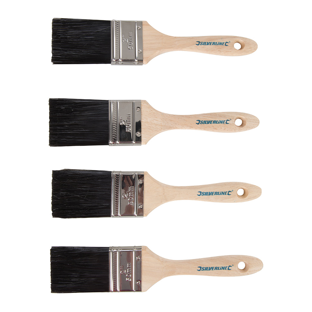 Silverline Tradesman Synthetic Paint Brushes 4pk 50mm / 2"