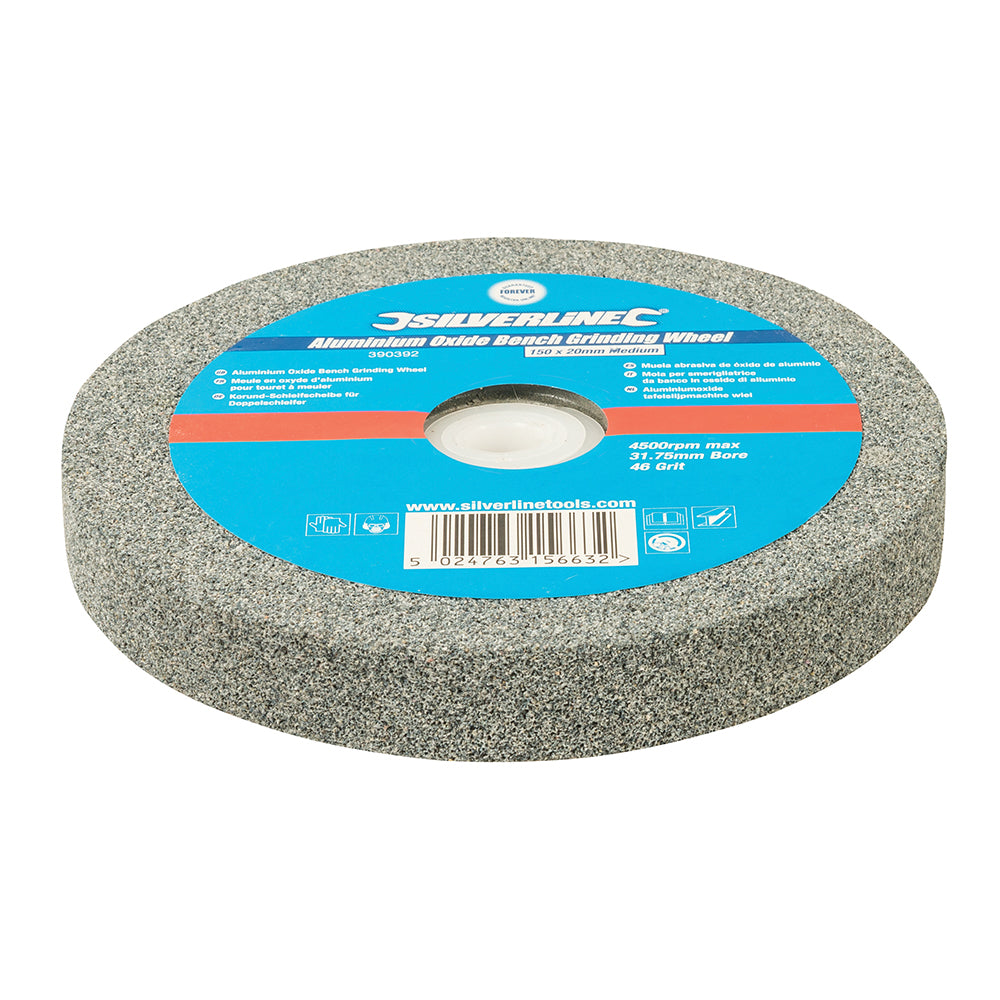 Silverline Aluminium Oxide Bench Grinding Wheel 150 x 20mm Medium