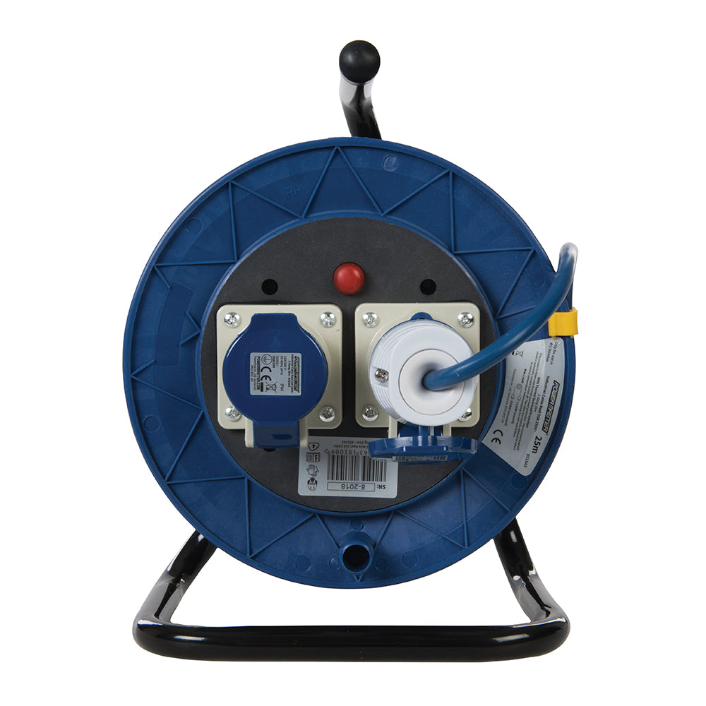 Powermaster Industrial Cable Reel Freestanding 16A 230V 2-Gang 25m