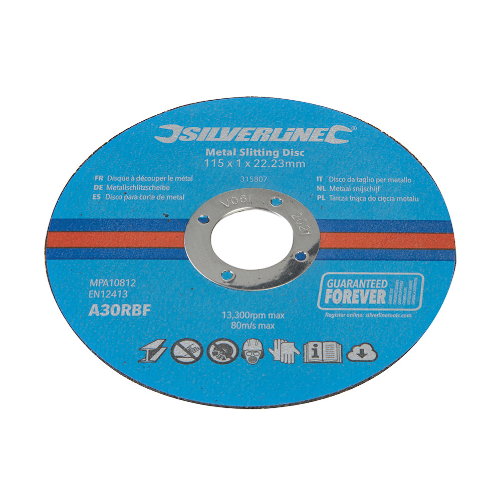 Silverline Metal Slitting Discs 10pk 115 x 1 x 22.23mm