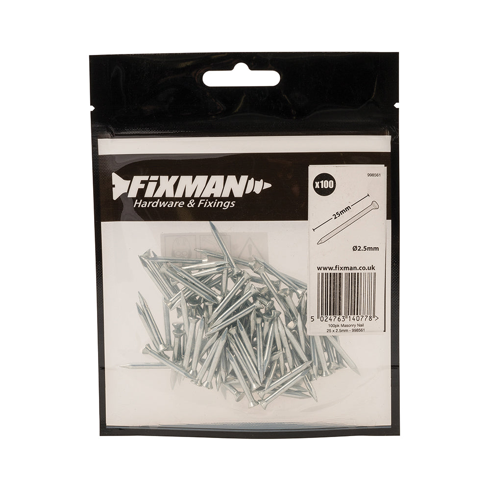 Fixman Masonry Nail 100pk 25 x 2.5mm