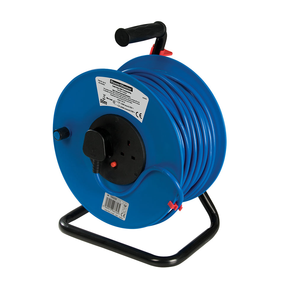Powermaster Cable Reel Freestanding 13A 230V 2-Gang 50m
