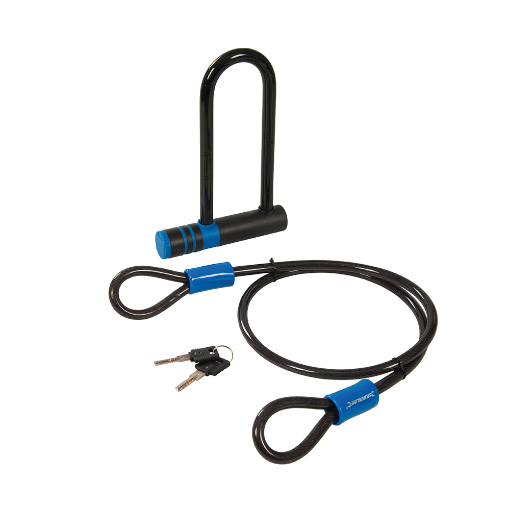 Silverline U-Lock & Cable Set 145 x 210mm / 10 x 1200mm