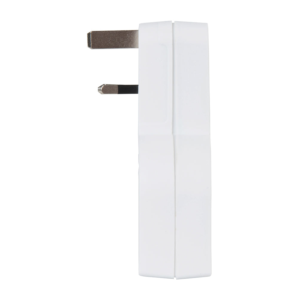 Powermaster Dual Socket T Adaptor with Twin USB 2100mAh Combined
