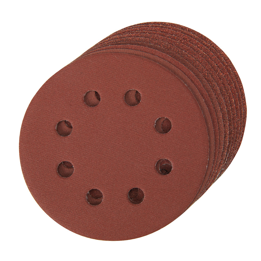 Silverline Hook & Loop Discs Punched 115mm 10pce 115mm 4 x 60, 2 x 80, 120, 240G