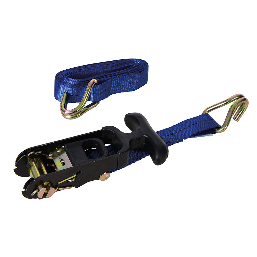 Silverline Rubber-Handled Ratchet Tie Down Strap J-Hook 3m x 38mm - Rated 500kg Capacity 1000kg