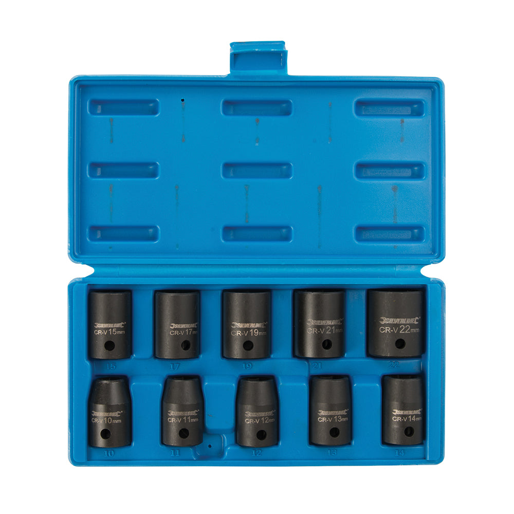 Silverline Impact Socket Set 1/2" Drive 6pt Metric 10pce 10 - 22mm