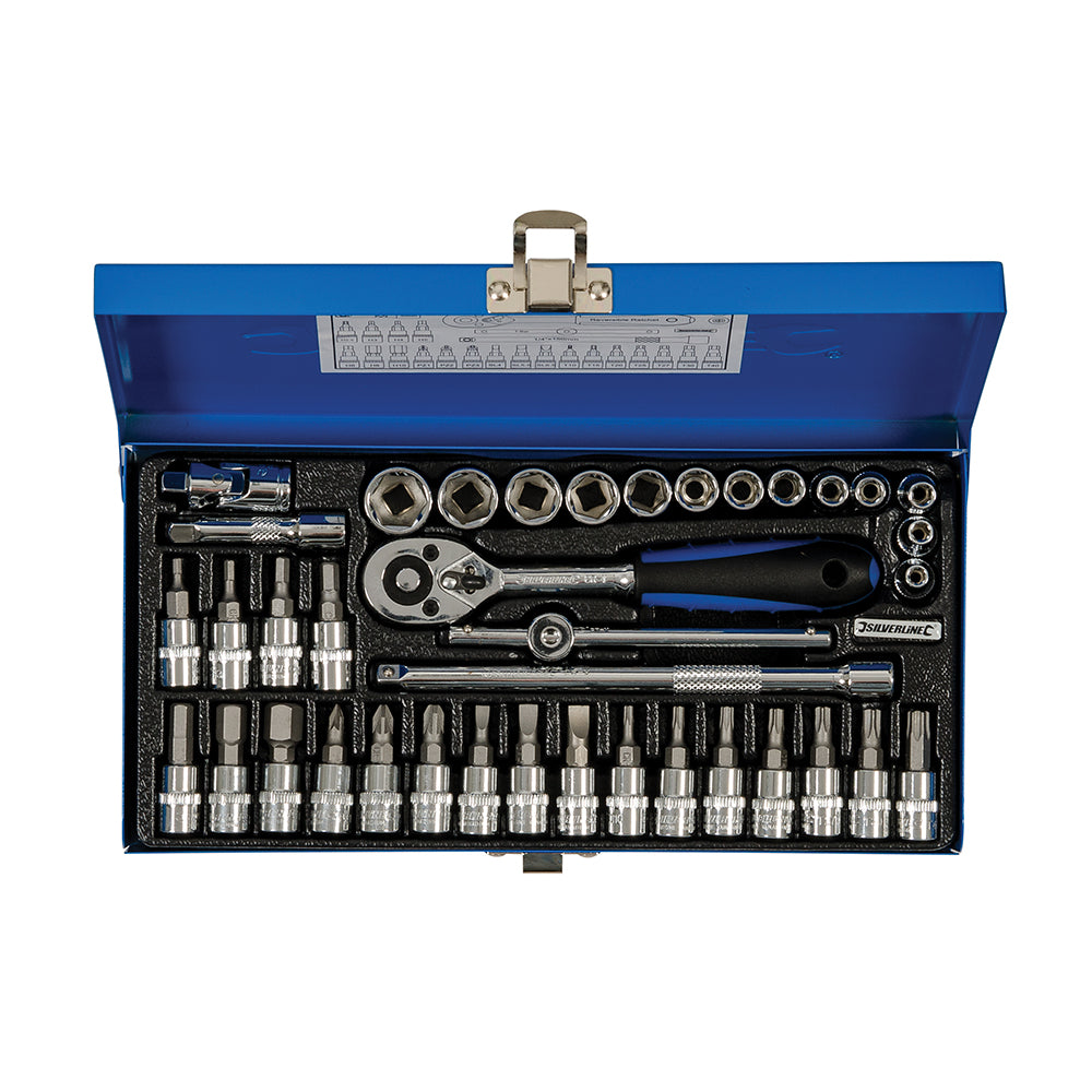 Silverline Socket Wrench Set 1/4" Drive Metric 38pce 38pce